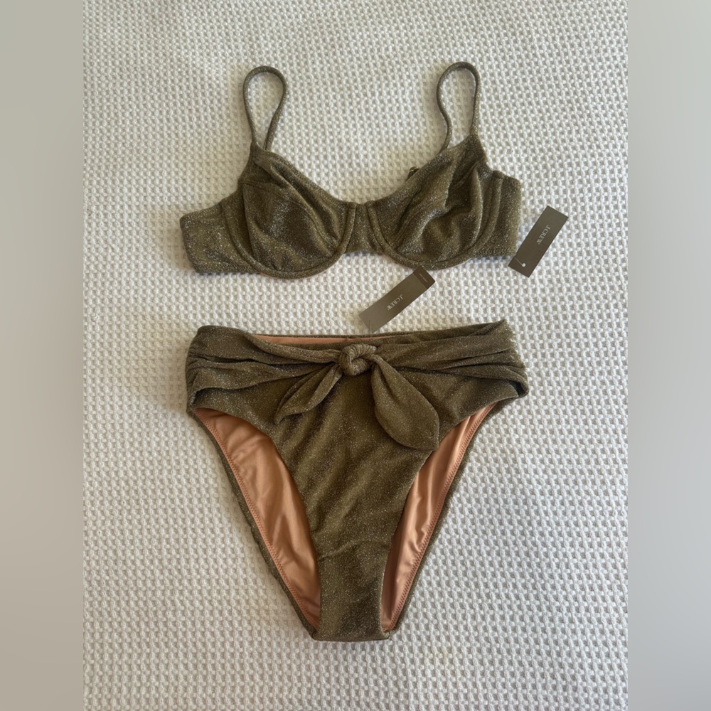 NWT J. CREW High-cut tie-waist bikini bottom/1993 underwire bikini top